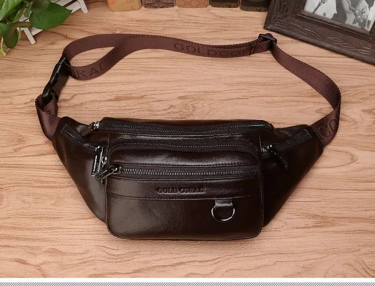 Kalsten | Mochila de Cintura de Cuero de Vaca Genuino para Hombres – Riñonera de Gran Capacidad, Bolsa de Viaje de Cintura y Cruzada