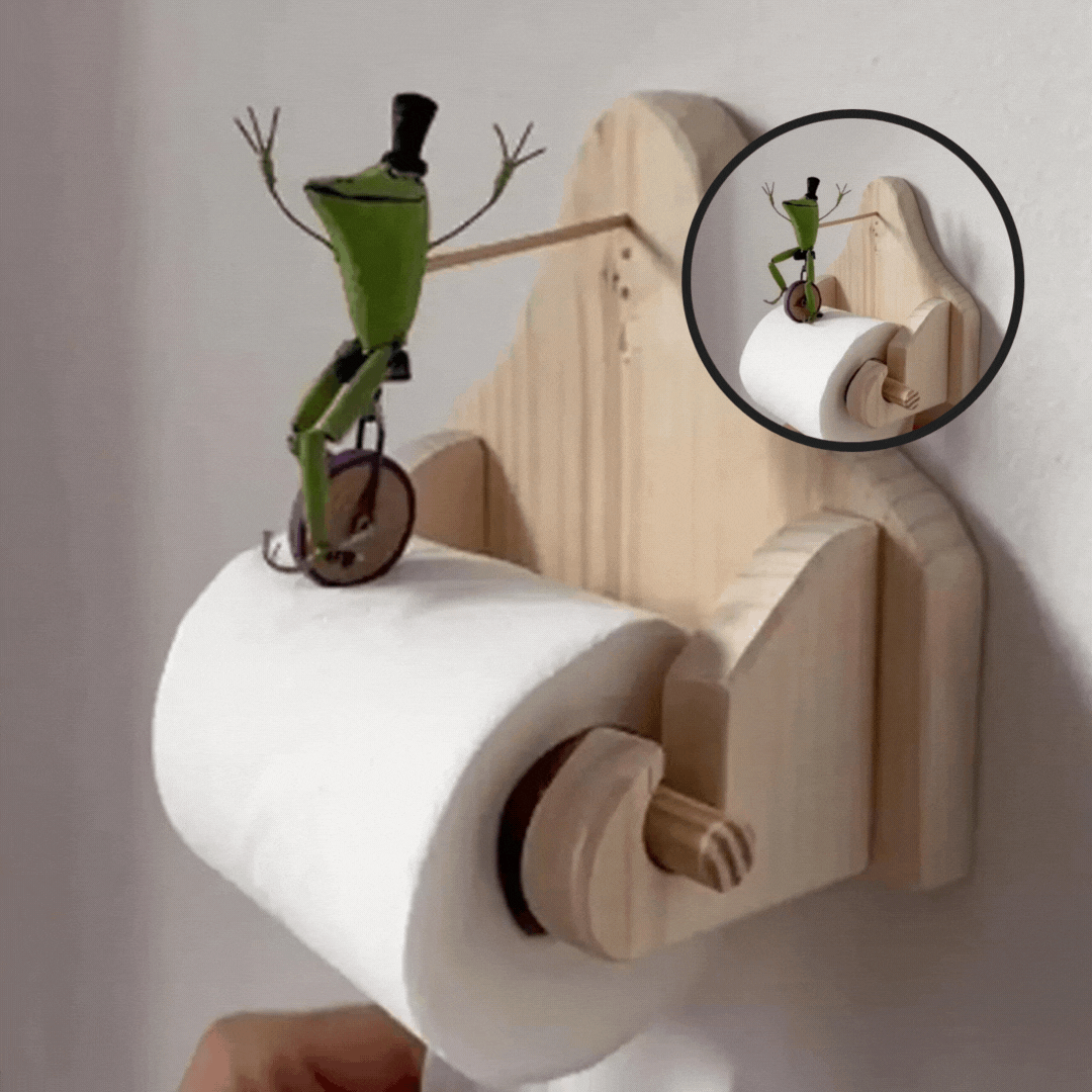 Fraasie™ - Sostenedor de papel higiénico de rana montando en bicicleta