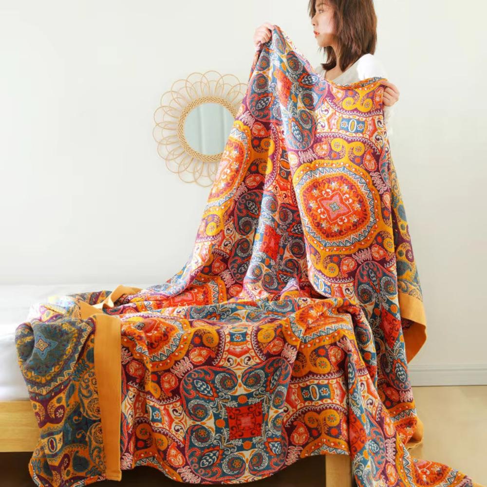 Manta de Amanecer 100% Algodón - Manta Boho para Sofá