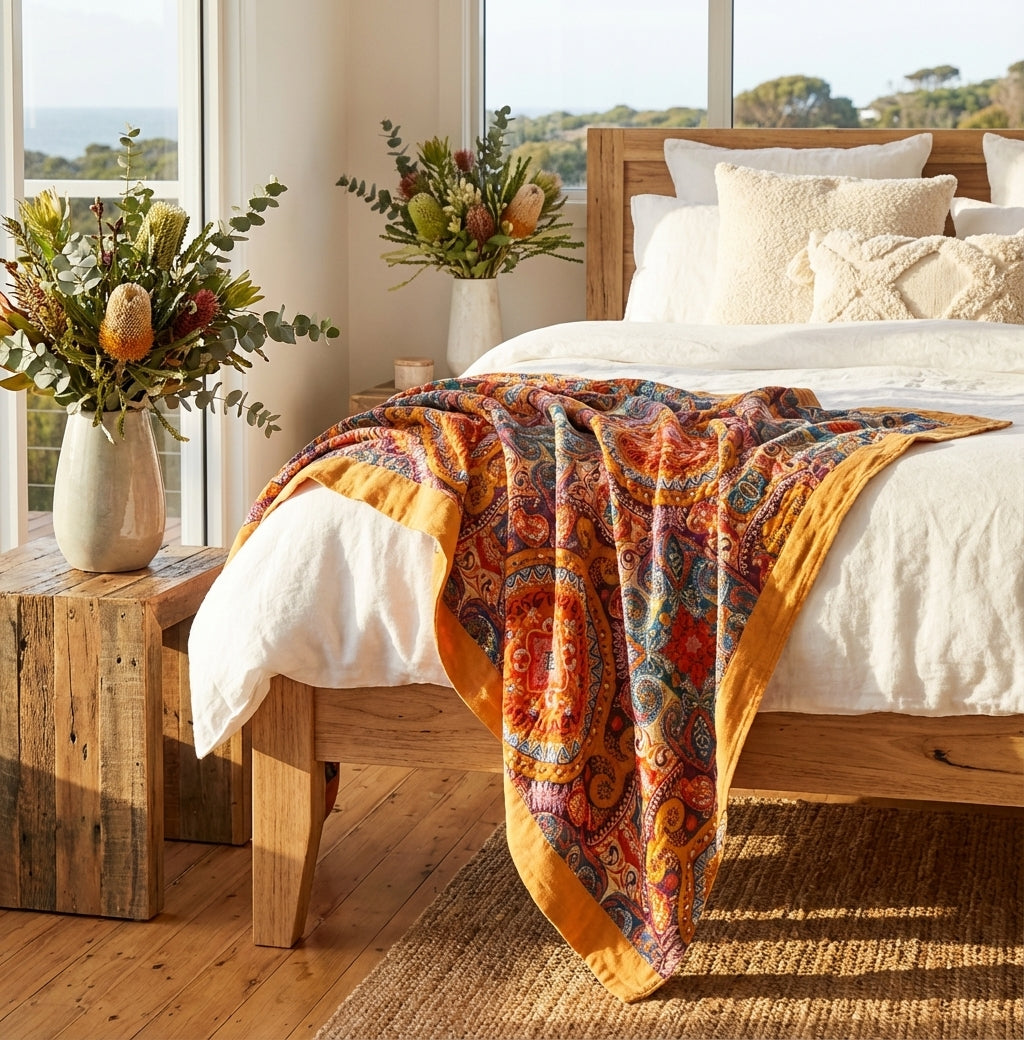 Manta de Amanecer 100% Algodón - Manta Boho para Sofá