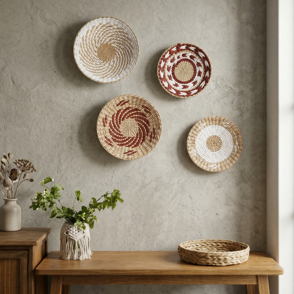 Cesta de Pared de Hierba Marina Tejida a Mano Elara Haus