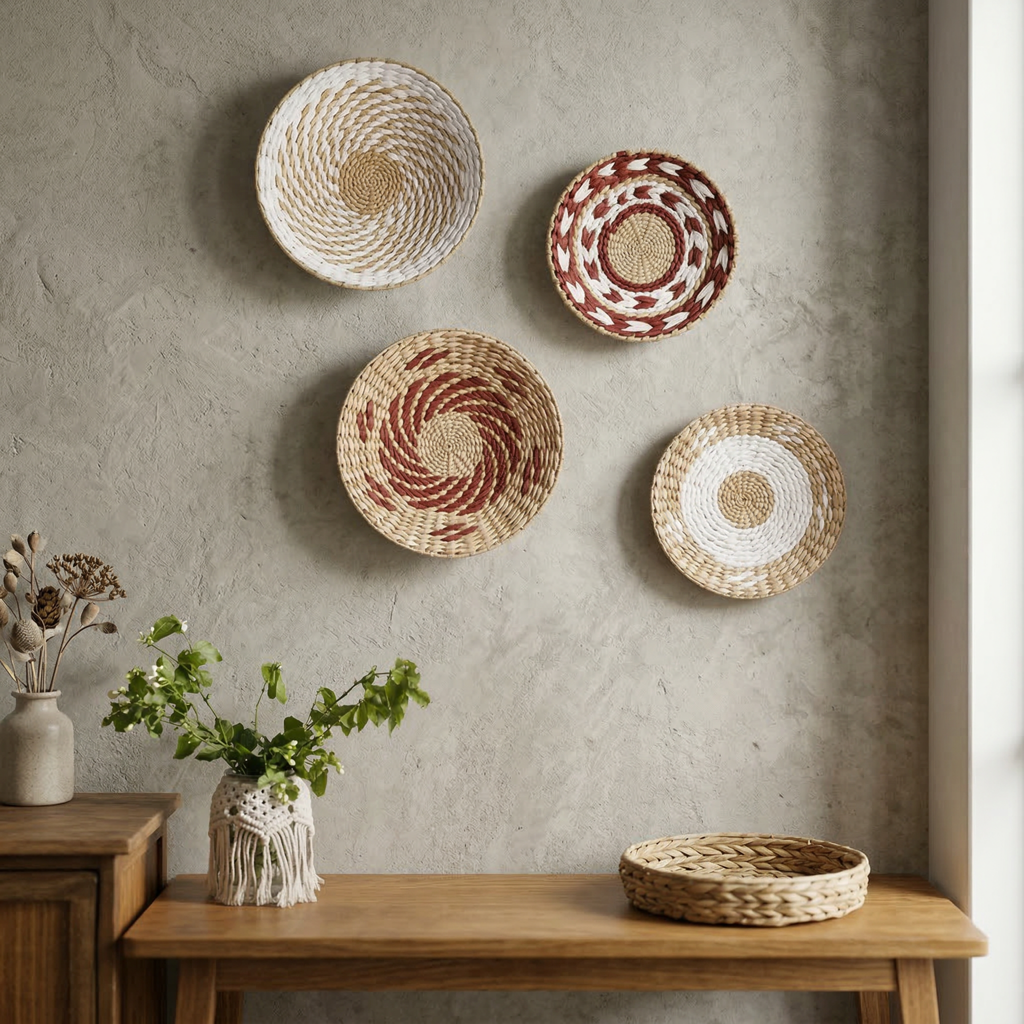 Cesta de Pared de Hierba Marina Tejida a Mano Elara Haus