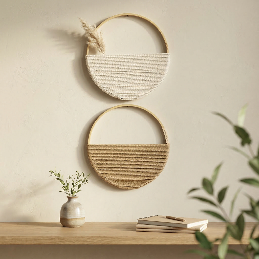 Elara Haus Conjunto de Tapices de Macramé Geométrico Artesanal