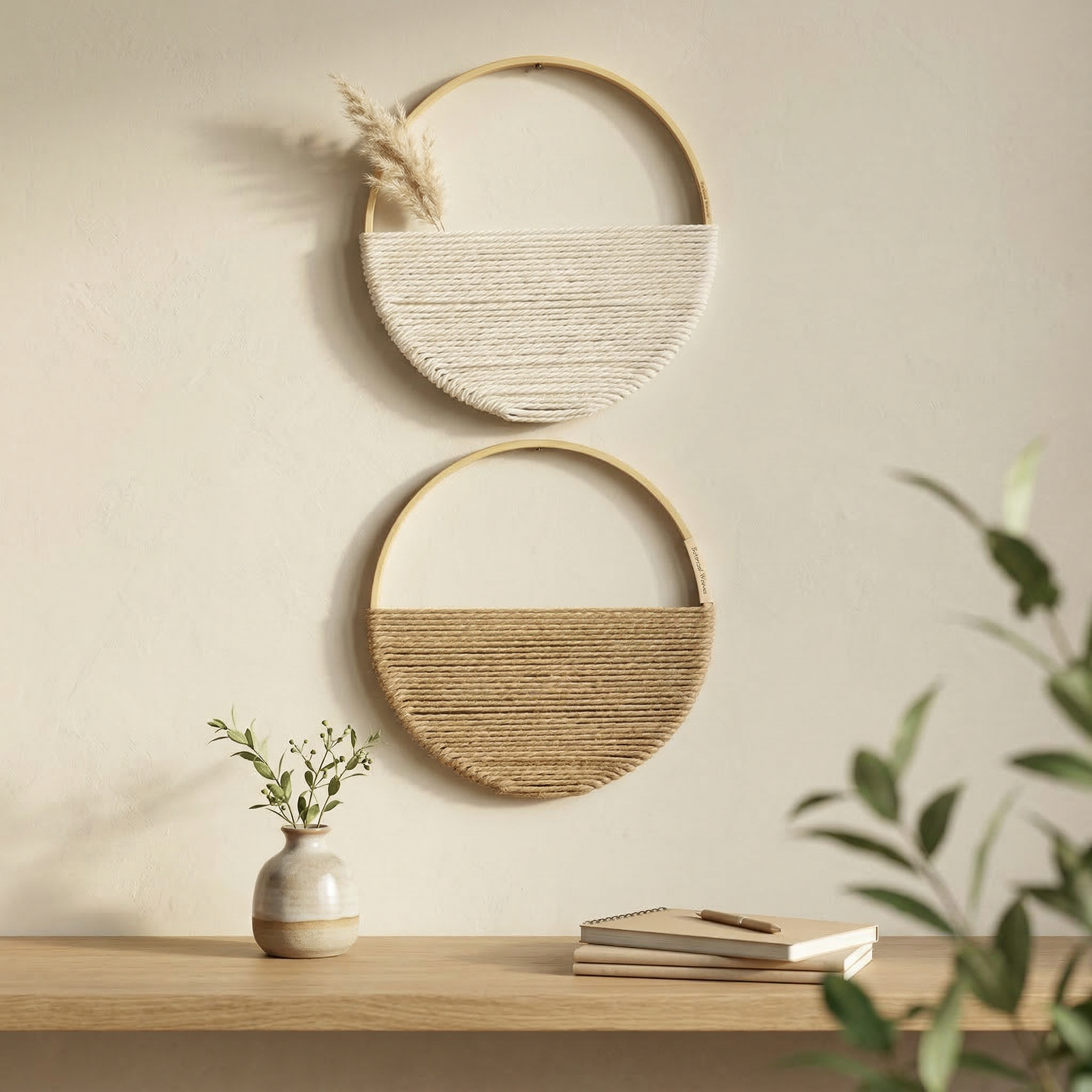Elara Haus Conjunto de Tapices de Macramé Geométrico Artesanal
