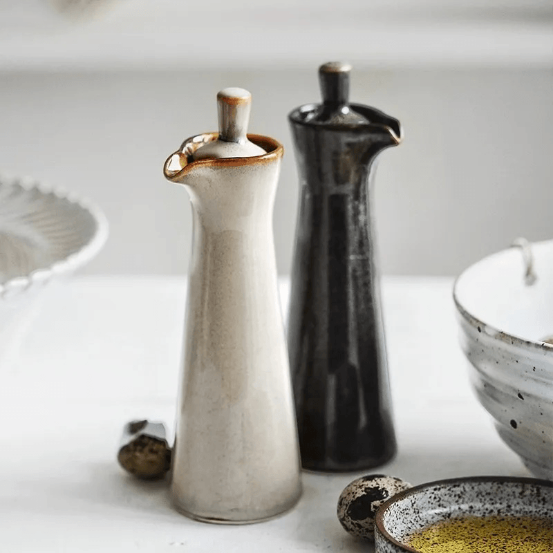 Dispensador de Aceite y Vinagre Cerámico Elara Haus Artisanal con Esmalte Corrido