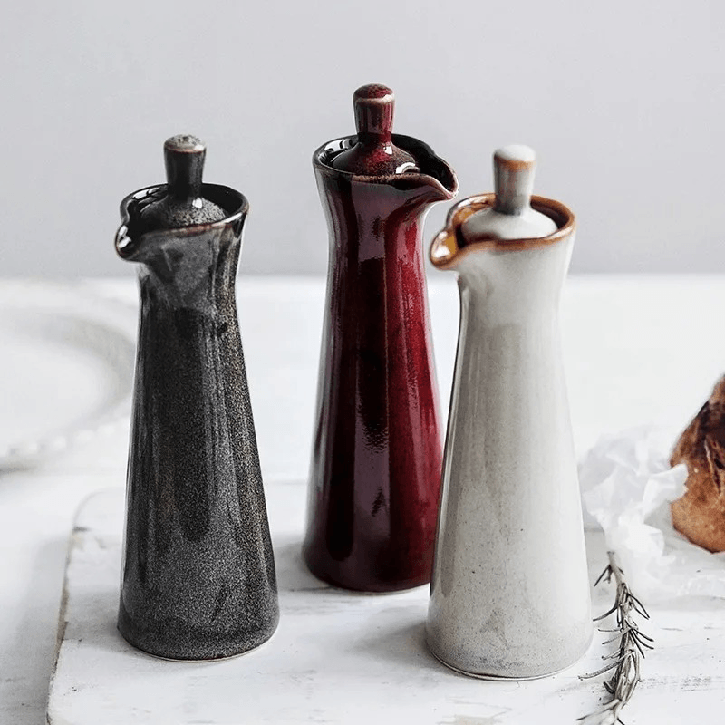 Dispensador de Aceite y Vinagre Cerámico Elara Haus Artisanal con Esmalte Corrido