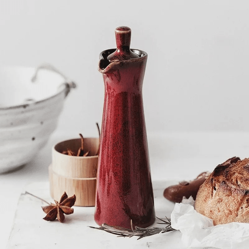 Dispensador de Aceite y Vinagre Cerámico Elara Haus Artisanal con Esmalte Corrido