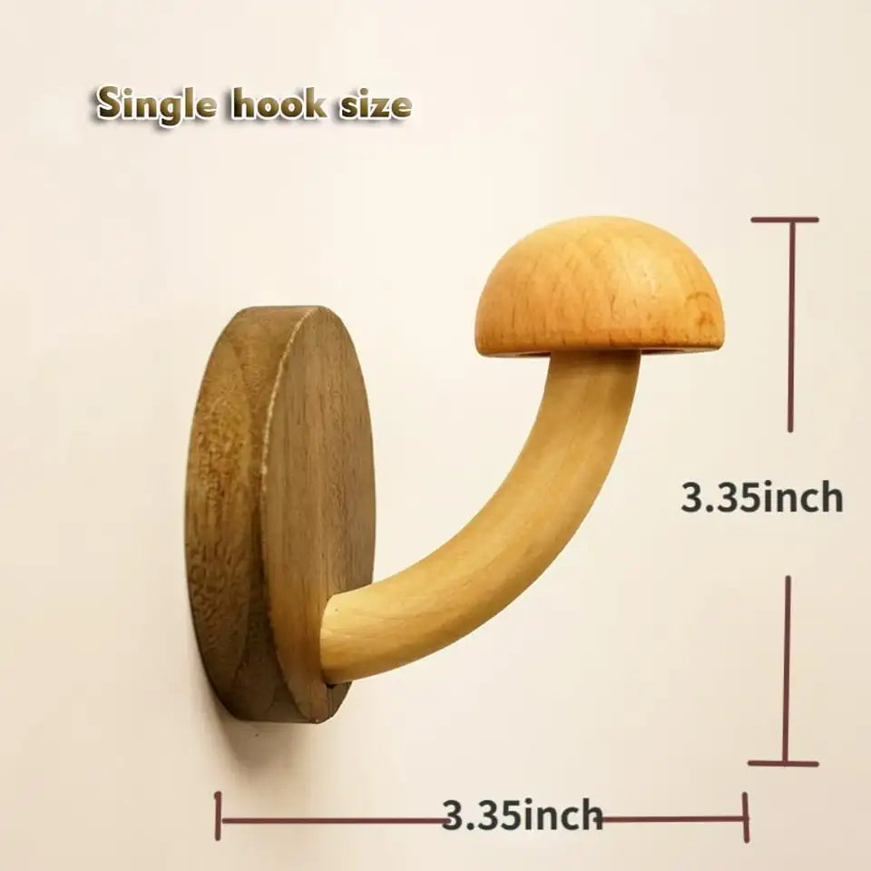 Conjunto de Ganchos de Pared de Hongos de Madera Artesanal Elara Haus