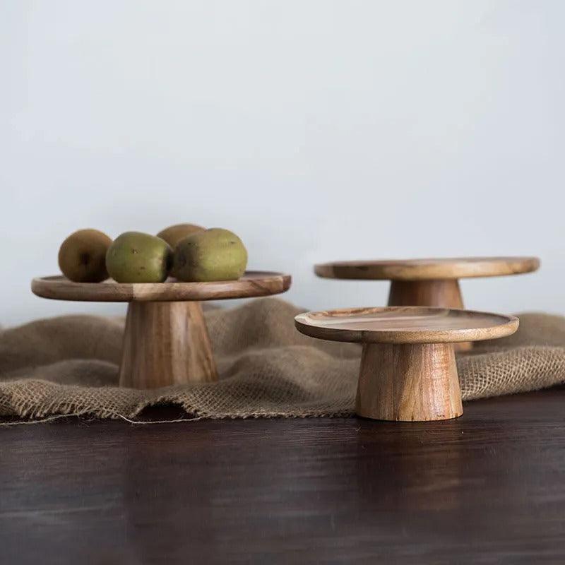 Bandeja de Exhibición Pedestal de Madera Artesanal