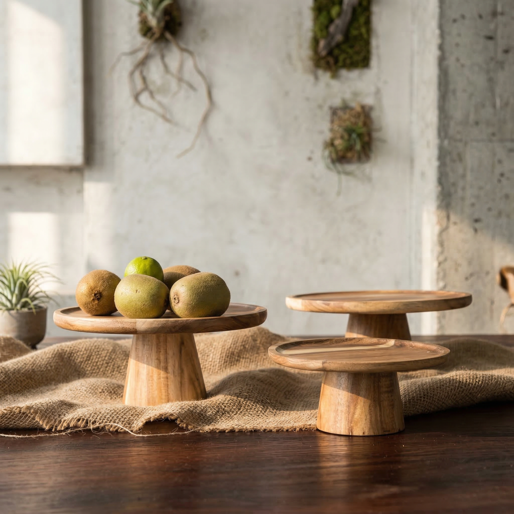 Bandeja de Exhibición Pedestal de Madera Artesanal