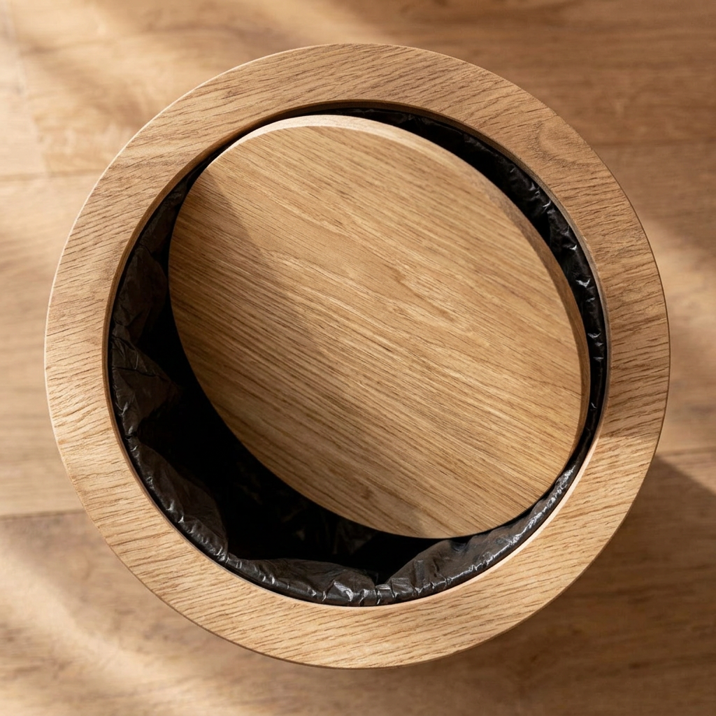 Elara Haus Cubo de Basura Estilo Artesanal de Madera Rotativo
