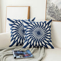 Cojín Decorativo Bordado Azul con Motivo Radial