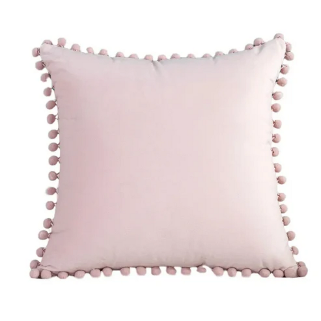Cojín Decorativo con Flecos de Pom-Pom Bohemio