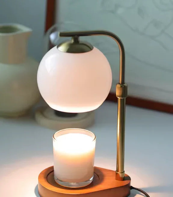 Lámpara Calentadora de Velas Elara Haus - Diseño Moderno de Metal y Vidrio con Iluminación Elegante