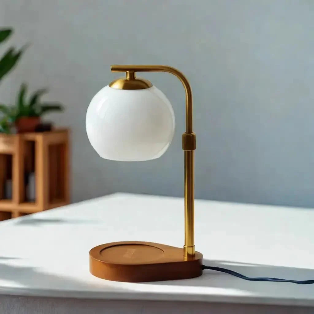 Lámpara Calentadora de Velas Elara Haus - Diseño Moderno de Metal y Vidrio con Iluminación Elegante