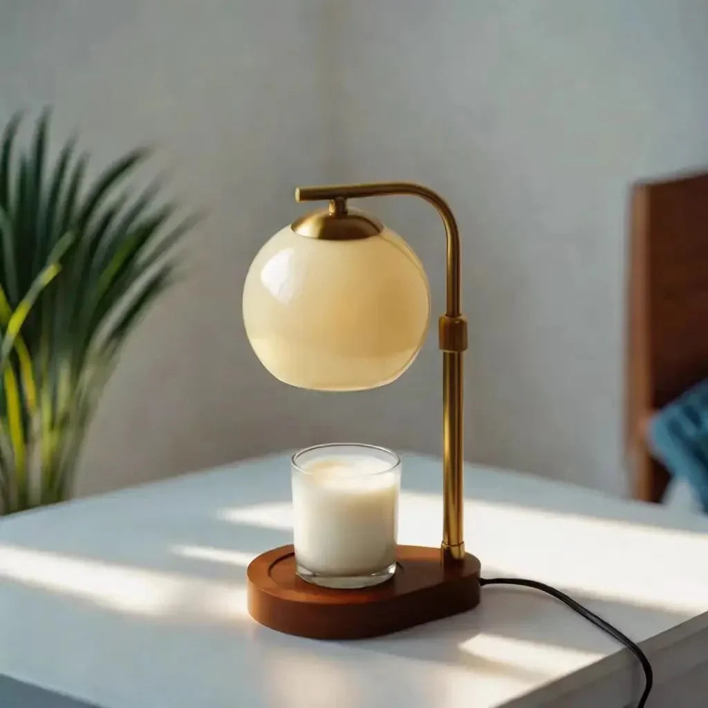 Lámpara Calentadora de Velas Elara Haus - Diseño Moderno de Metal y Vidrio con Iluminación Elegante