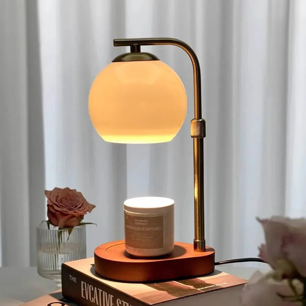 Lámpara Calentadora de Velas Elara Haus - Diseño Moderno de Metal y Vidrio con Iluminación Elegante