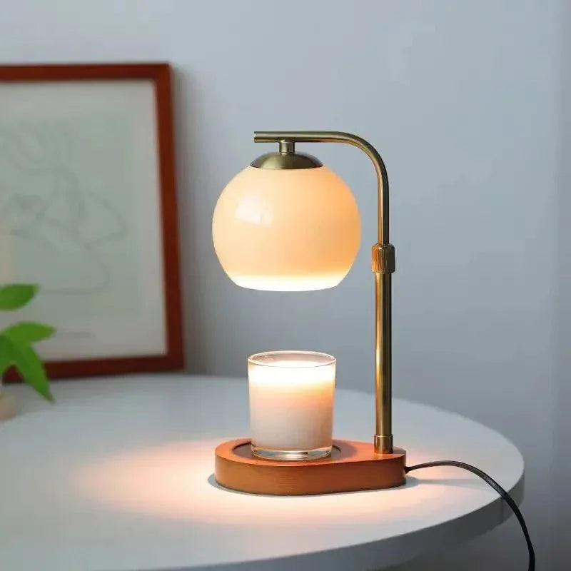 Lámpara Calentadora de Velas Elara Haus - Diseño Moderno de Metal y Vidrio con Iluminación Elegante