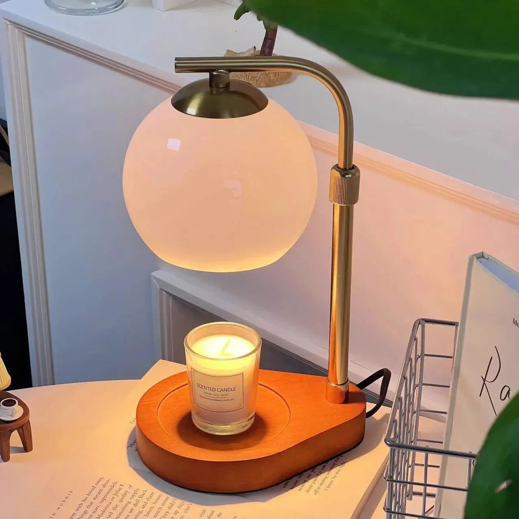 Lámpara Calentadora de Velas Elara Haus - Diseño Moderno de Metal y Vidrio con Iluminación Elegante