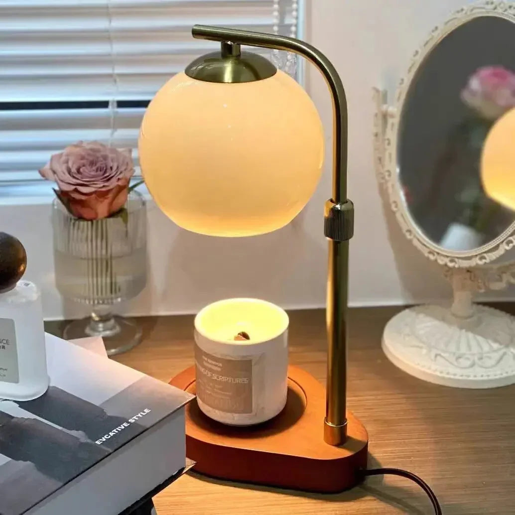 Lámpara Calentadora de Velas Elara Haus - Diseño Moderno de Metal y Vidrio con Iluminación Elegante