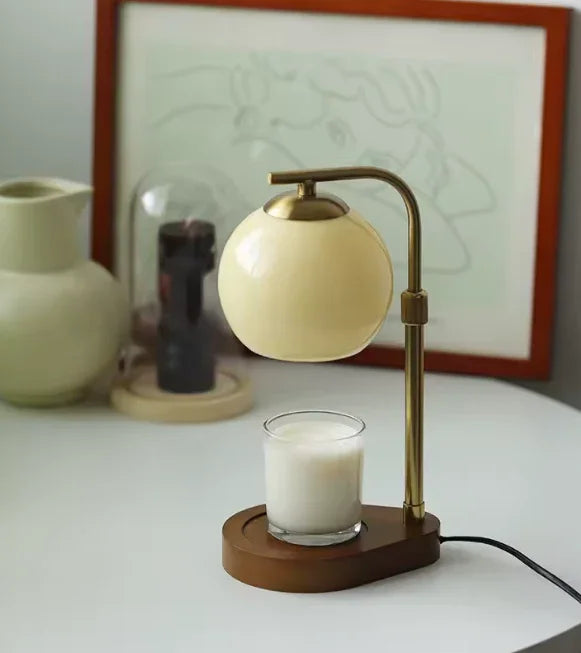 Lámpara Calentadora de Velas Diseño Moderno de Metal y Vidrio con Iluminación Elegante