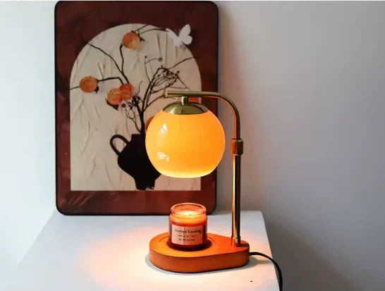 Lámpara Calentadora de Velas Diseño Moderno de Metal y Vidrio con Iluminación Elegante