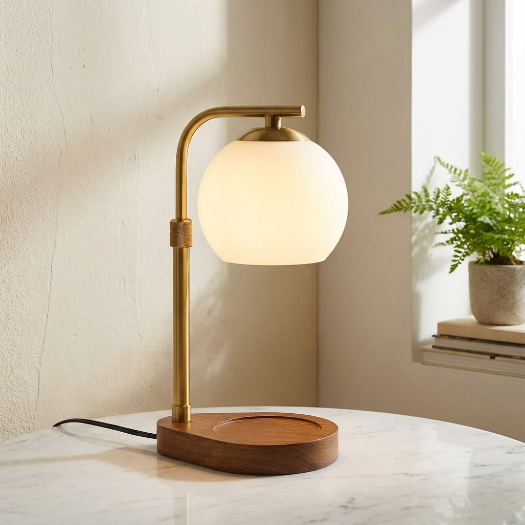 Lámpara Calentadora de Velas Elara Haus - Diseño Moderno de Metal y Vidrio con Iluminación Elegante