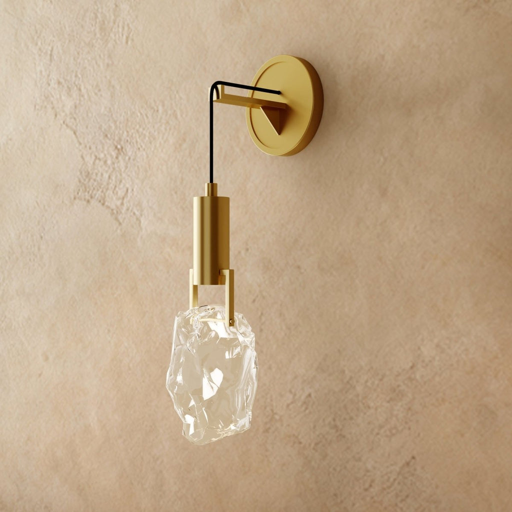 Fragmento de Cristal Aplique de Polea Dorada y Piedra de Hielo