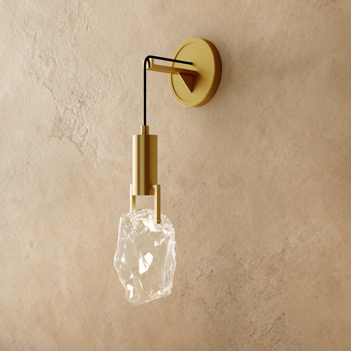 Fragmento de Cristal Aplique de Polea Dorada y Piedra de Hielo