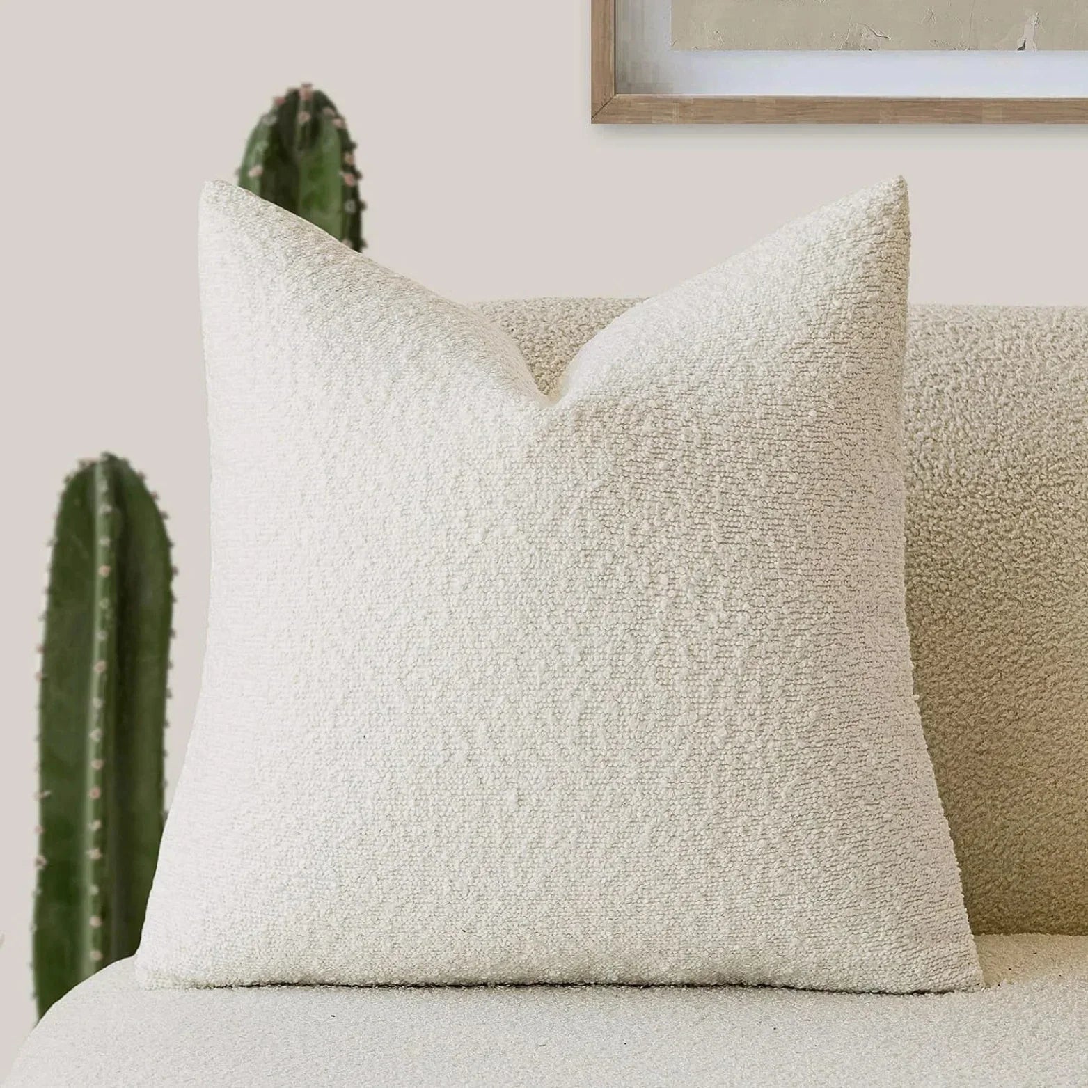 Funda de Cojín Elara Haus - Funda Decorativa de Tela Boucle Premium 45cm x 45cm