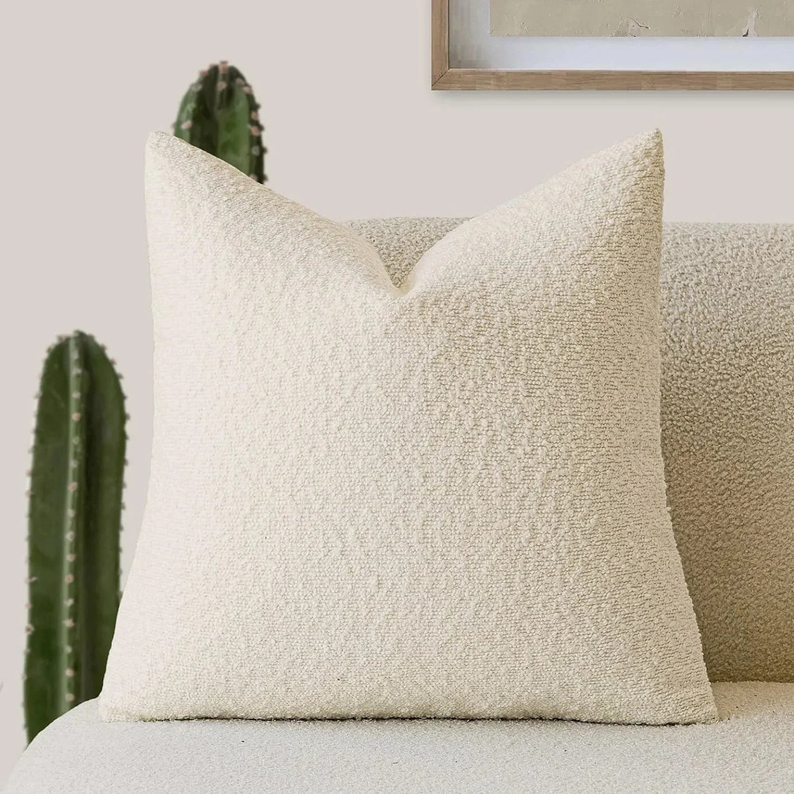 Funda de Cojín Funda Decorativa de Tela Boucle Premium 45cm x 45cm