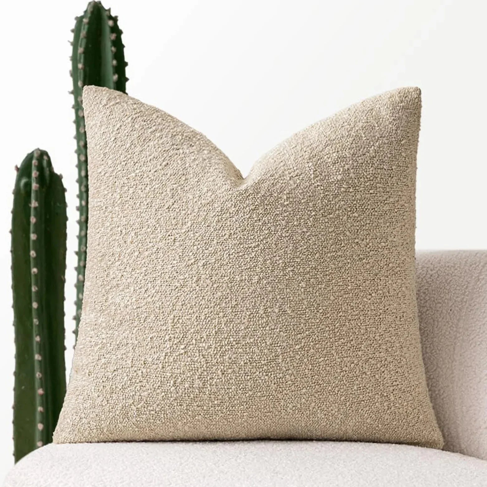 Funda de Cojín Funda Decorativa de Tela Boucle Premium 45cm x 45cm