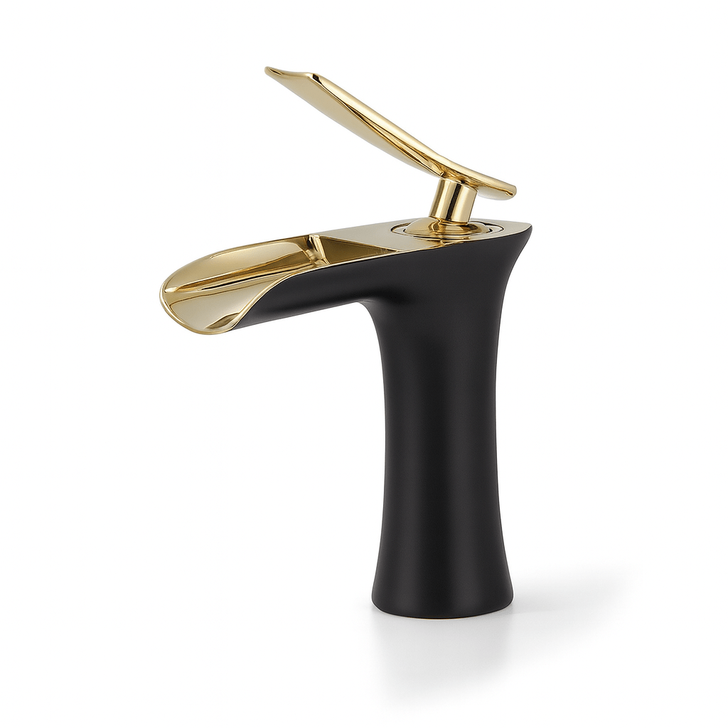 Mezclador de Lavabo de Cascada  Flared Trough – Acabado Mate Ónix