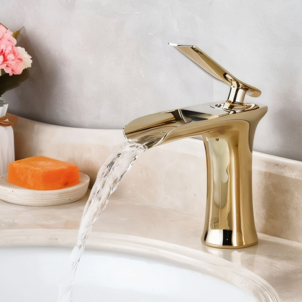 Mezclador de Lavabo de Cascada  Flared Trough – Acabado Mate Ónix