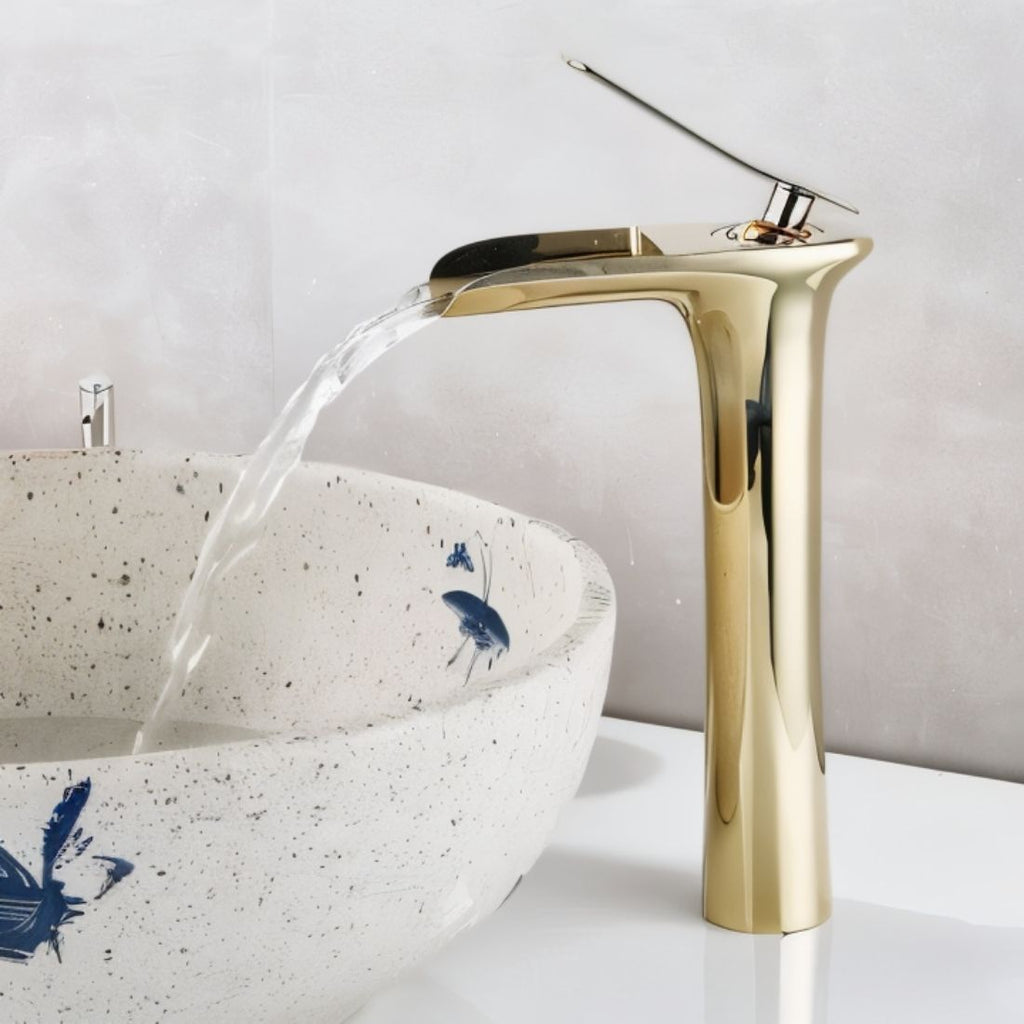 Mezclador de Lavabo de Cascada  Flared Trough – Acabado Mate Ónix