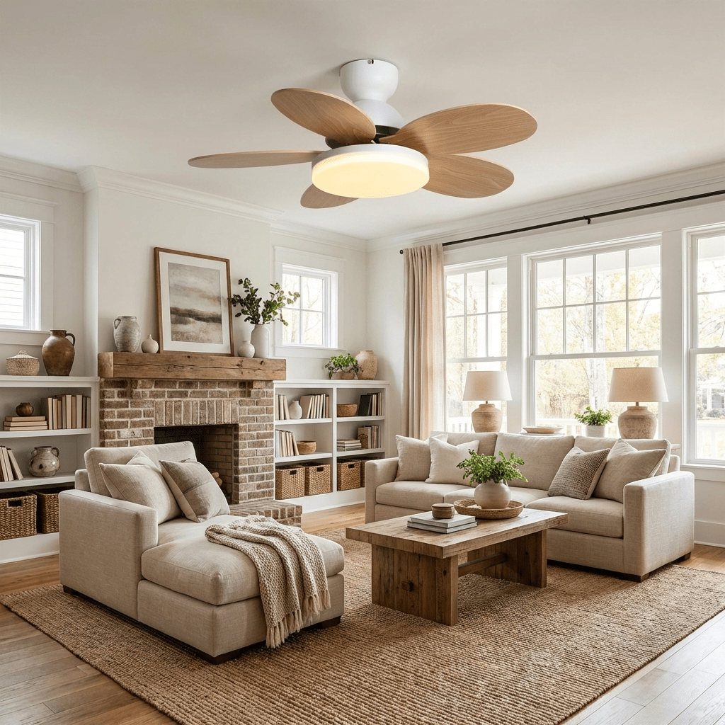 Ventilador de Techo con Luz, Montaje en Superficie ABS