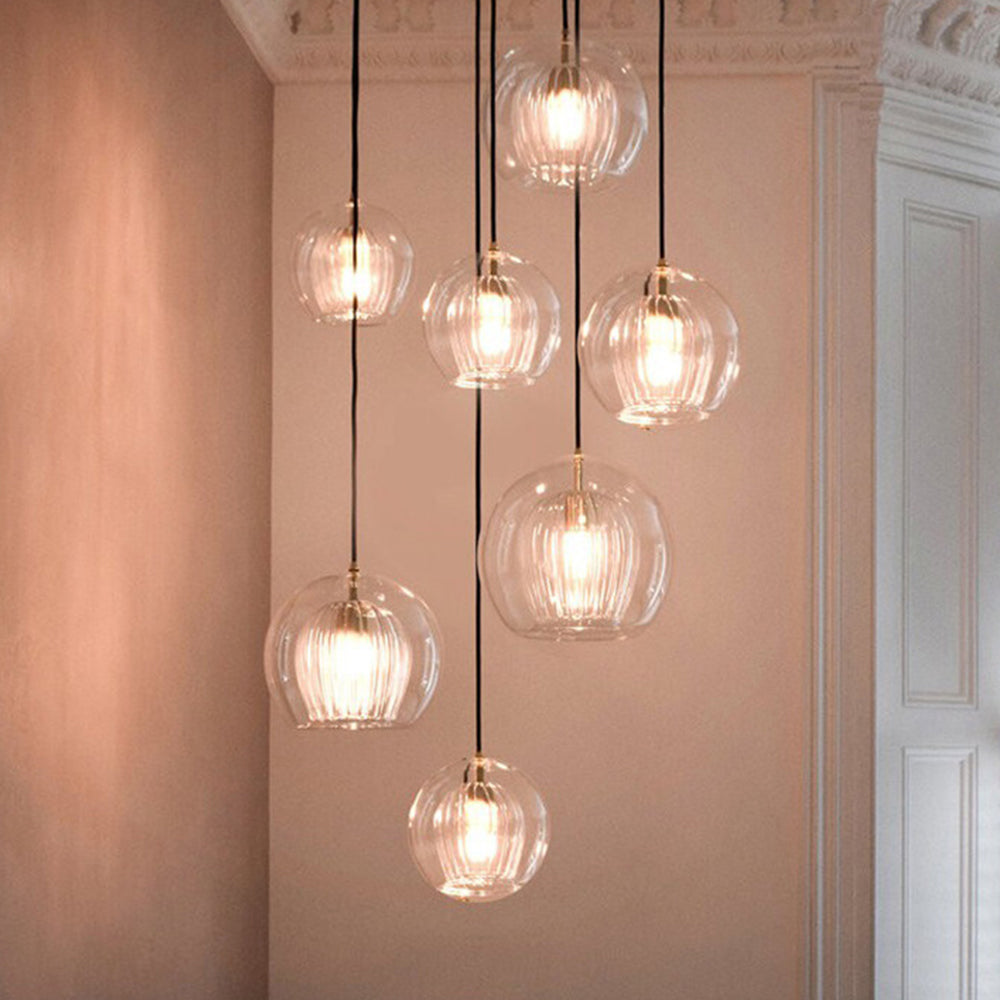 Lámpara Colgante de Vidrio Elara Haus - Iluminación de Cocina en Vidrio Claro y Ámbar