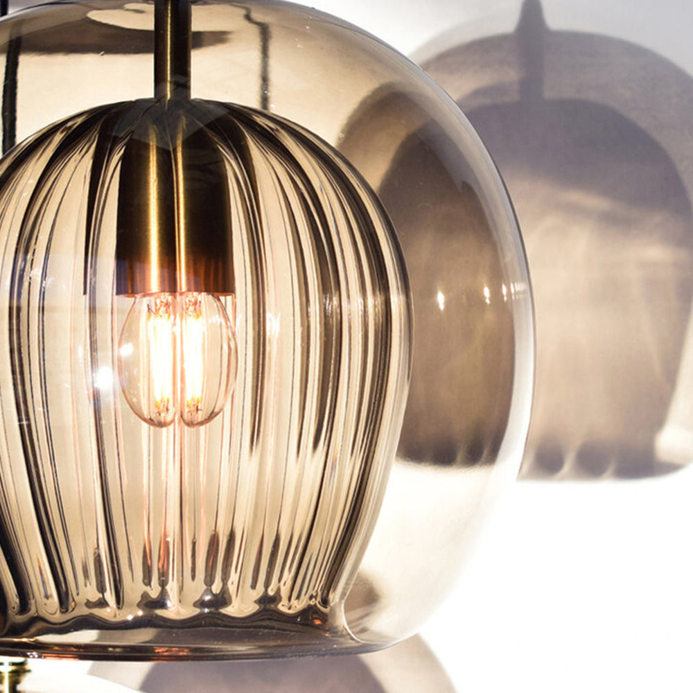 Lámpara Colgante de Vidrio Elara Haus - Iluminación de Cocina en Vidrio Claro y Ámbar