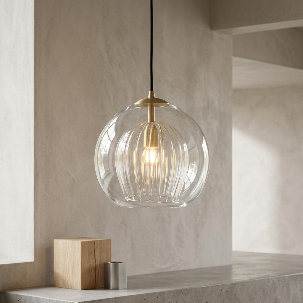 Lámpara Colgante de Vidrio Elara Haus - Iluminación de Cocina en Vidrio Claro y Ámbar