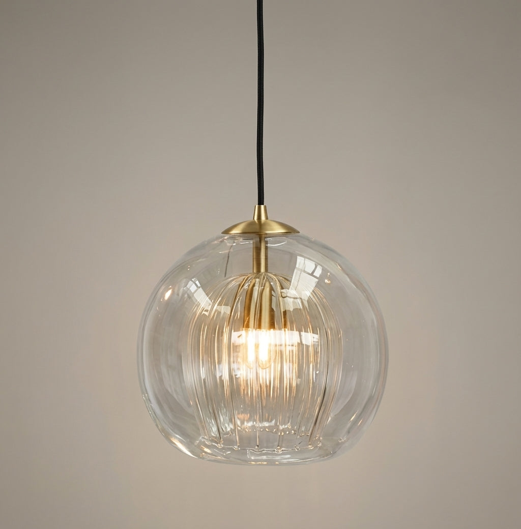 Lámpara Colgante de Vidrio Elara Haus - Iluminación de Cocina en Vidrio Claro y Ámbar