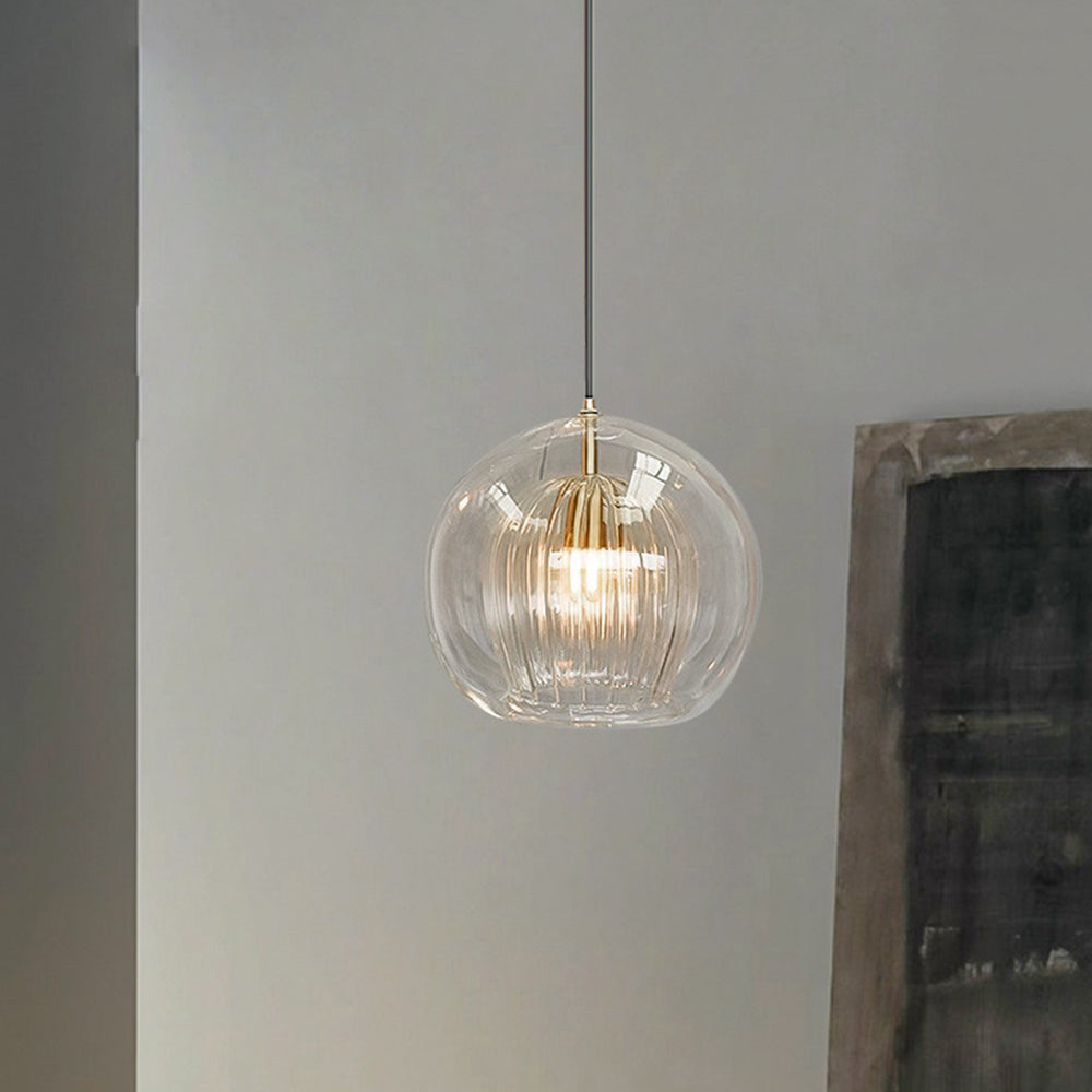 Lámpara Colgante de Vidrio Elara Haus - Iluminación de Cocina en Vidrio Claro y Ámbar