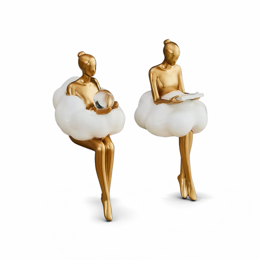 Escultura de Mujer Leyendo en Nube de Elara Haus - Decoración para Estante