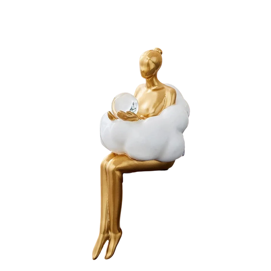 Escultura de Mujer Leyendo en Nube de Elara Haus - Decoración para Estante