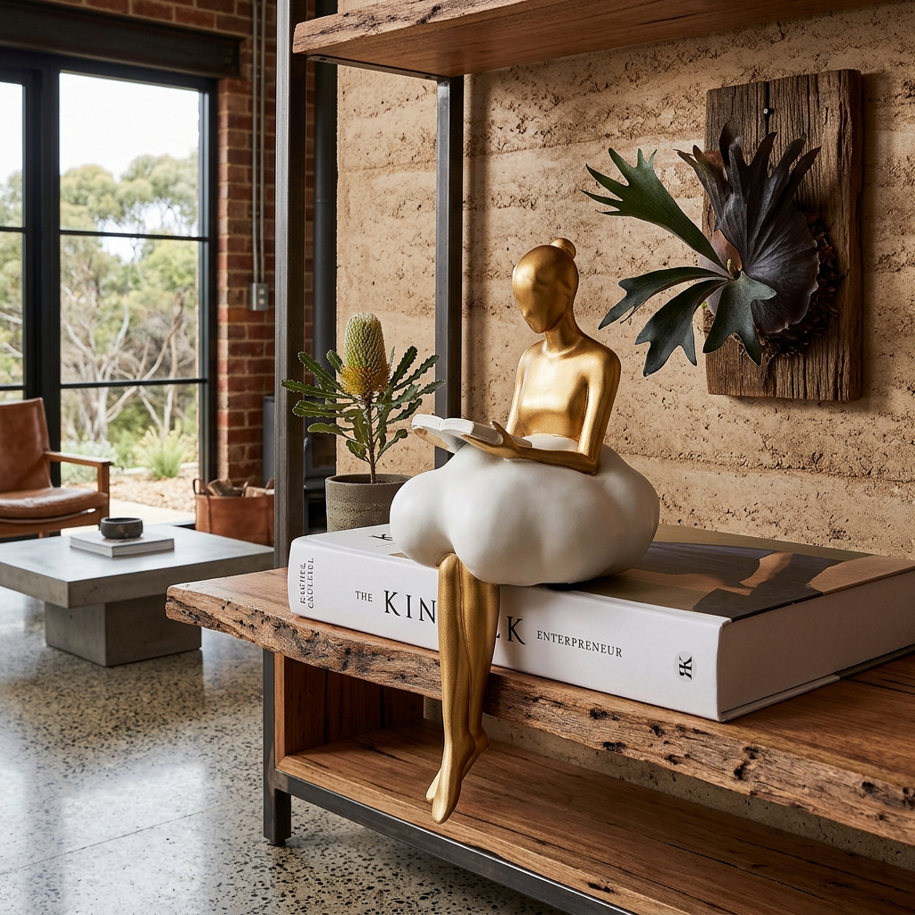 Escultura de Mujer Leyendo en Nube de Elara Haus - Decoración para Estante
