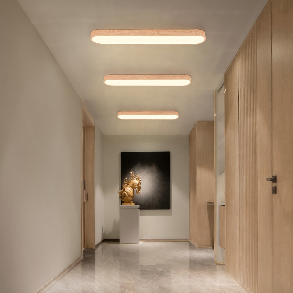 Elara Haus Japandi Roble Natural Ovalado LED Flush Mount