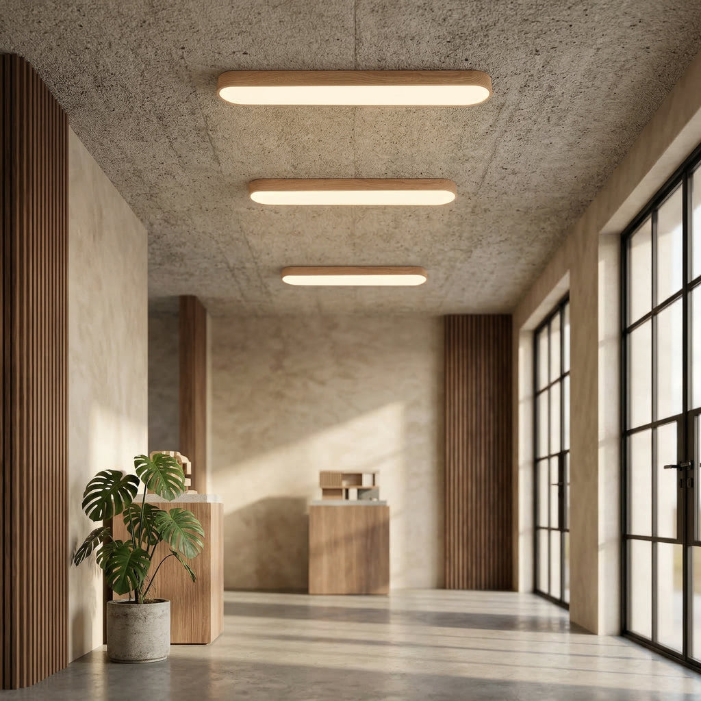 Elara Haus Japandi Roble Natural Ovalado LED Flush Mount