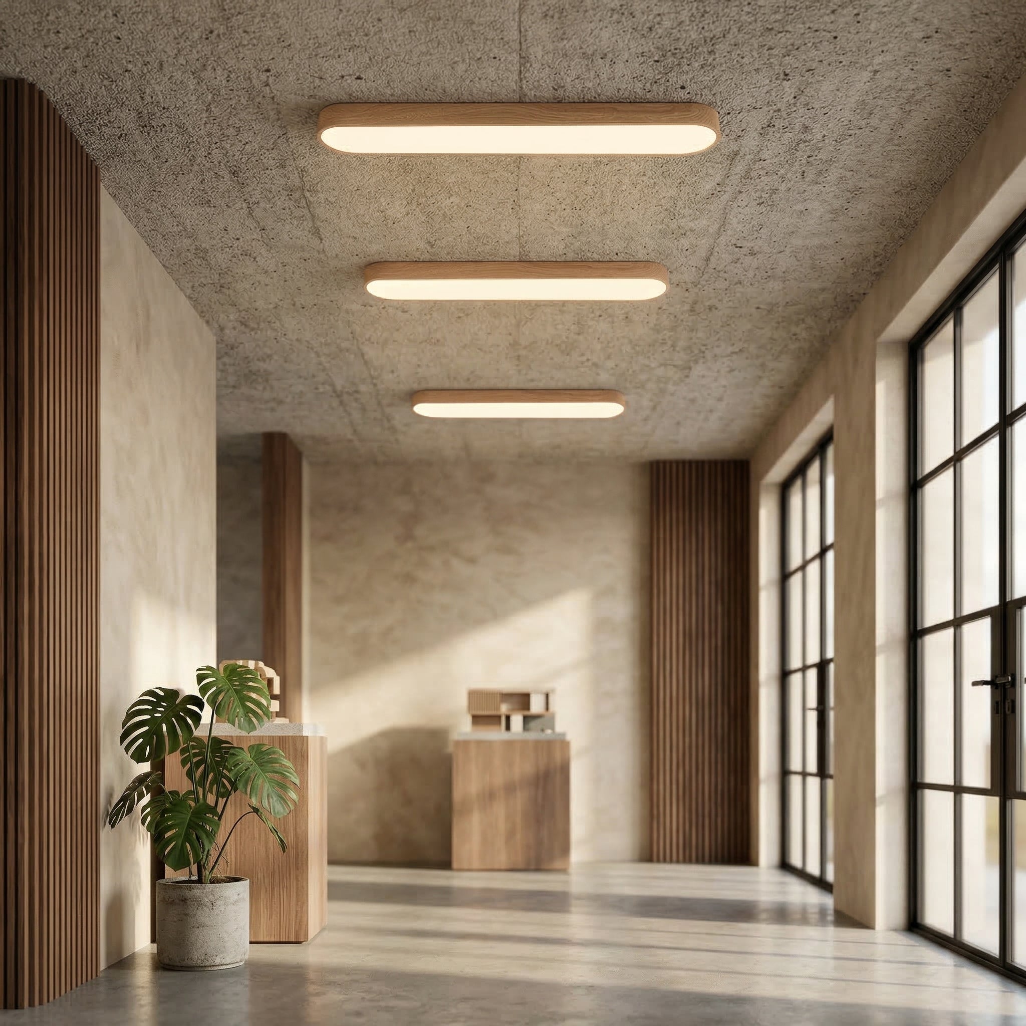 Elara Haus Japandi Roble Natural Ovalado LED Flush Mount