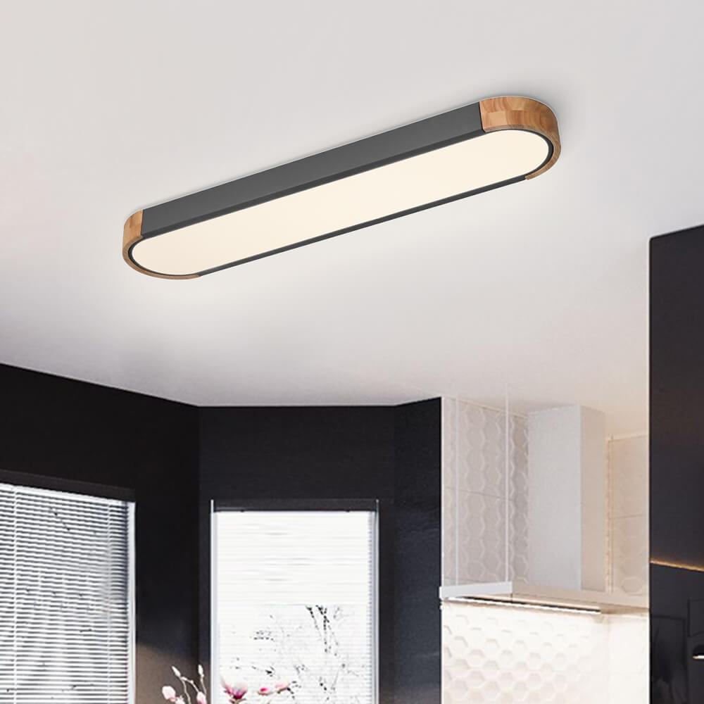 Elara Haus Japandi Luz de Techo Ovalada de Madera y Metal