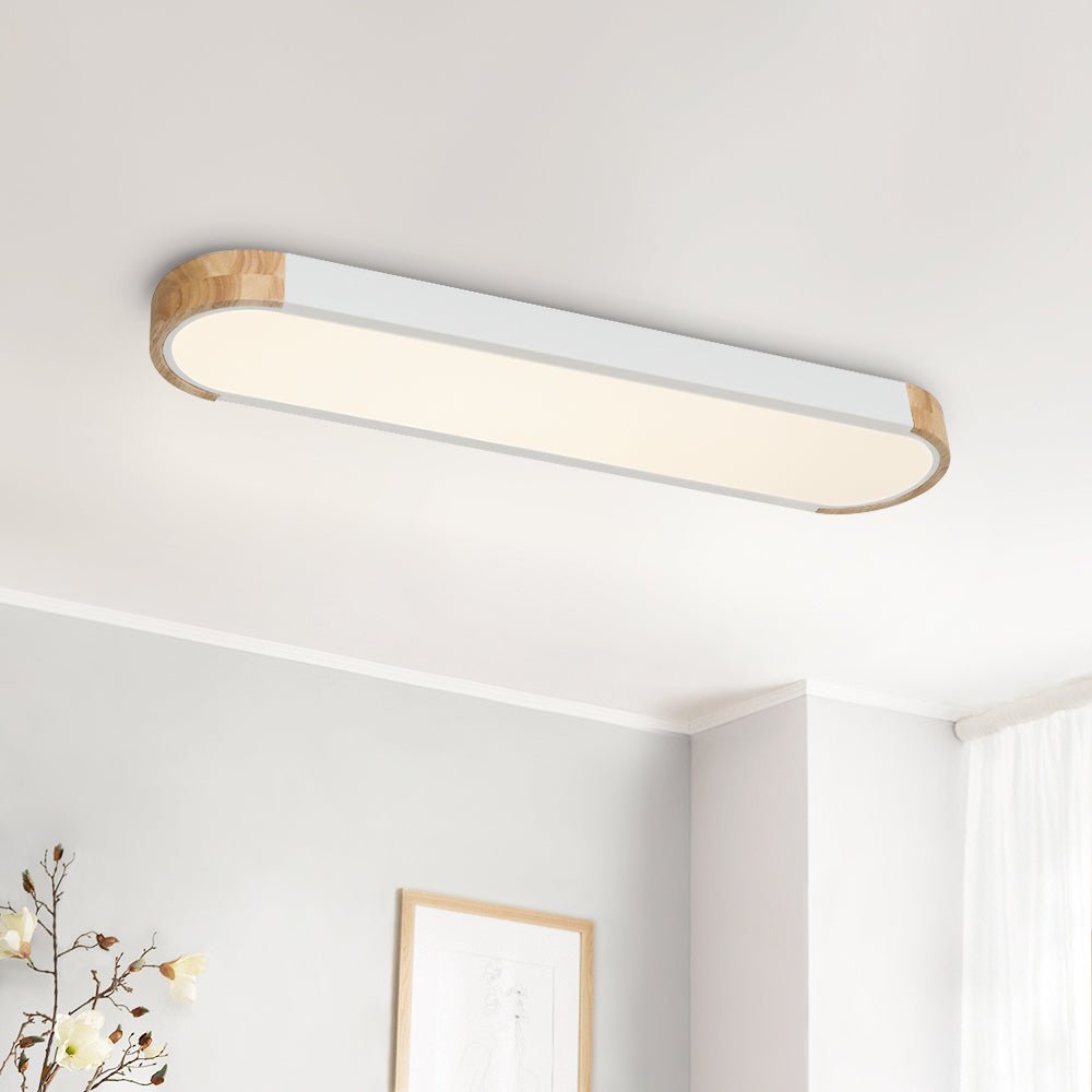 Elara Haus Japandi Luz de Techo Ovalada de Madera y Metal