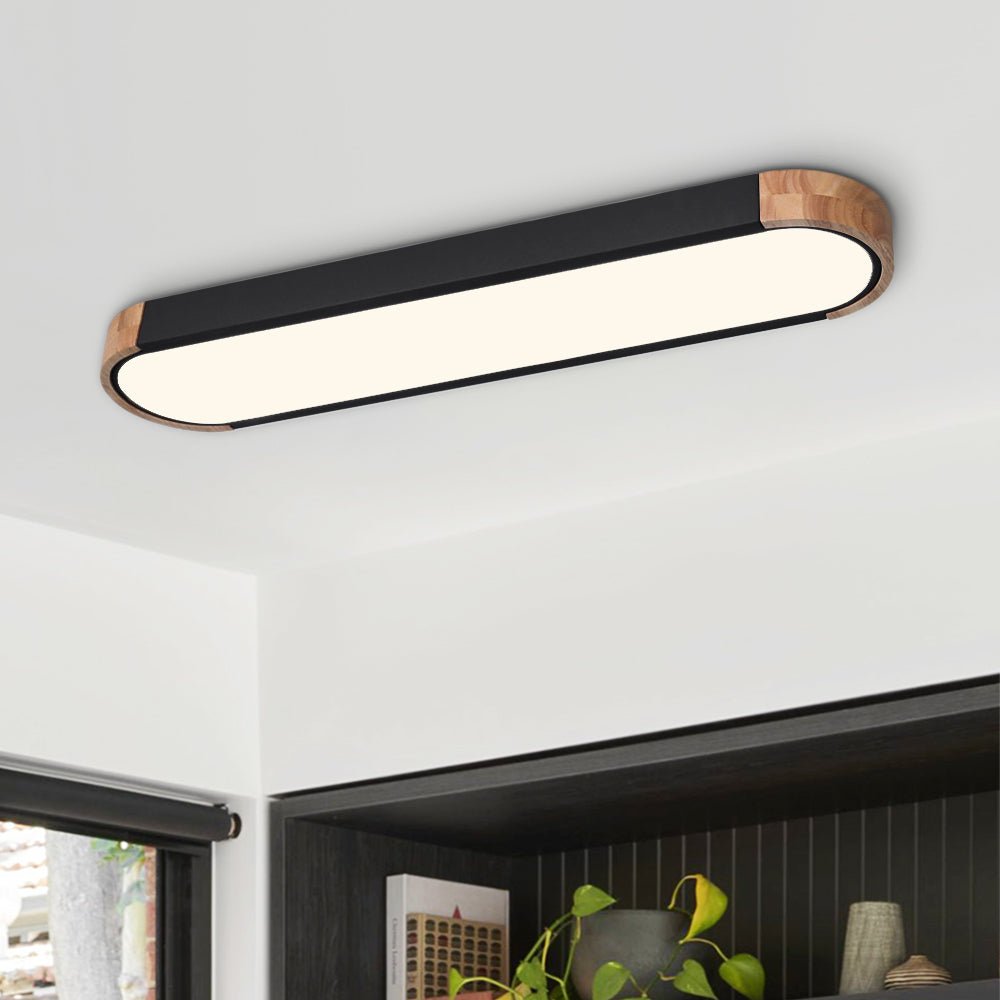 Elara Haus Japandi Luz de Techo Ovalada de Madera y Metal
